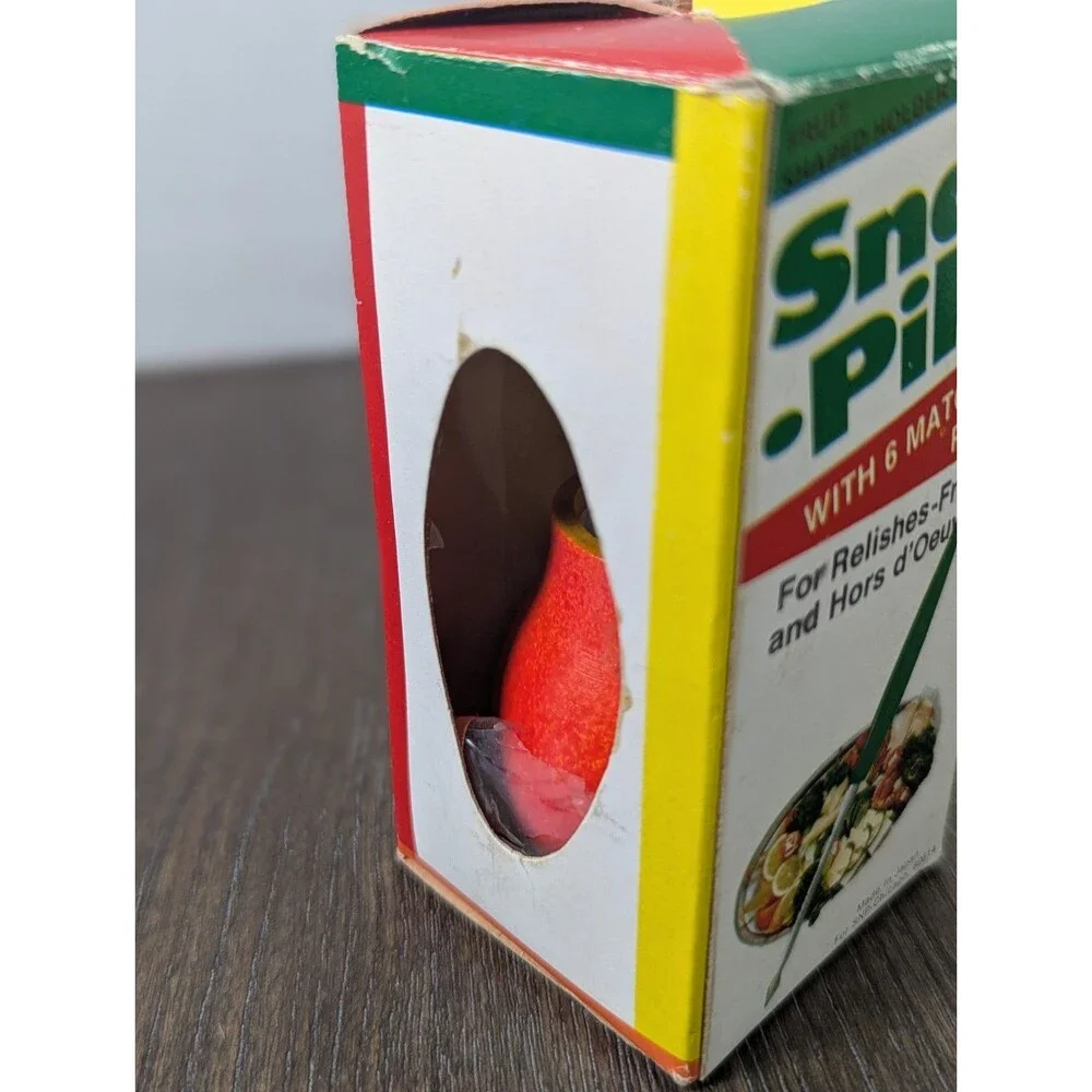 VTG Snak Piks Appetizer Picks and Holder Yellow Orange Ombre Retro MCM 60s 70s
